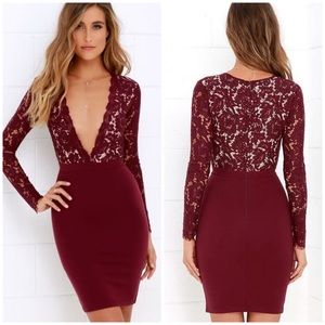 LuLu’s | PLUNGE NECK LACE DRESS